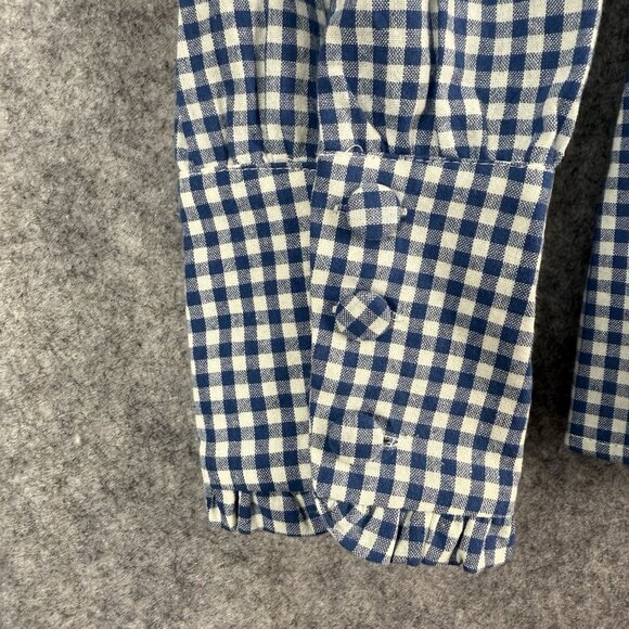 Scarlet Darkness Victorian Gingham Blouse Lantern Sleeves Blue White‎ Size M - Picture 5 of 8